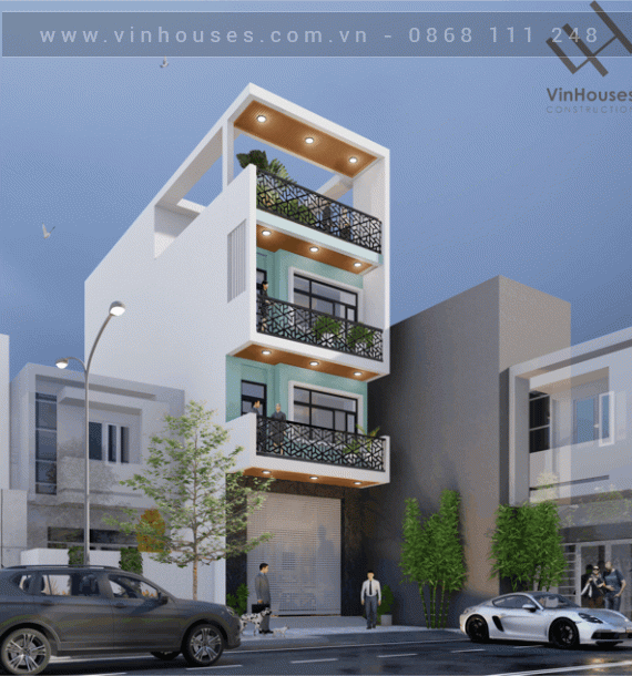 Mẫu nhà phố hiện đại 1 trệt 2 lầu 1 tum diện tích 5x17m2 ở quận Tân Phú