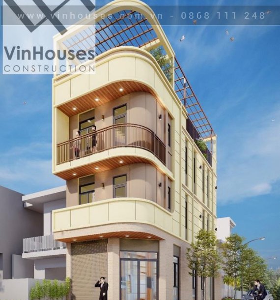 Mẫu nhà phố 1 trệt 2 lầu 1 tum diện tích 75,5m2