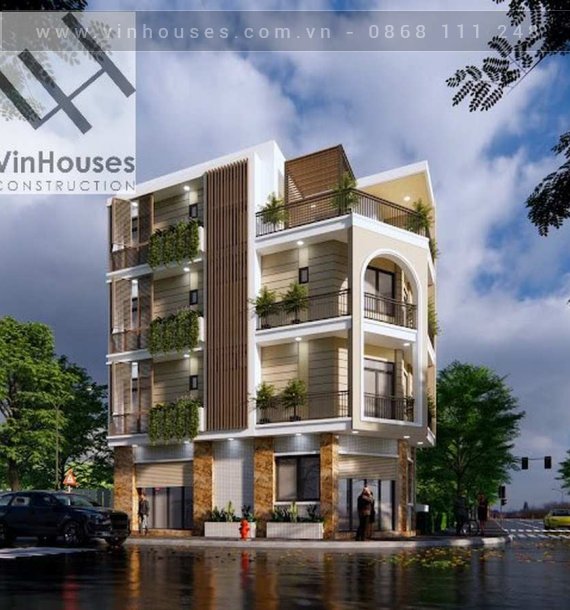 Mẫu nhà phố 1 trệt 3 lầu sang trọng, hiện đại