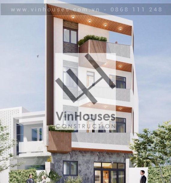 Mẫu nhà phố 1 trệt 2 lầu 1 tum diện tích 69m2