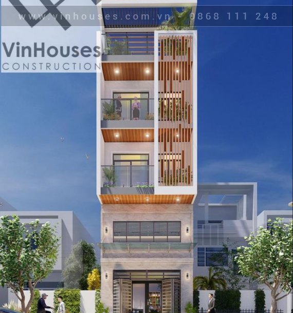 Mẫu nhà phố hiện đại 1 trệt 1 lửng 2 lầu 1 tum 37,03m2