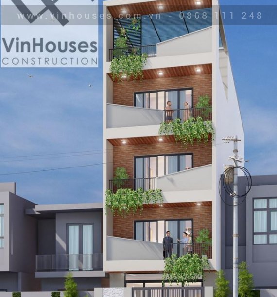 Mẫu nhà phố 1 trệt 4 lầu phong cách hiện đại, hút mắt