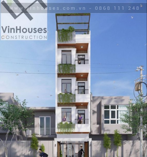 Mẫu nhà phố 1 trệt 2 lầu 1 tum diện tích 74m2