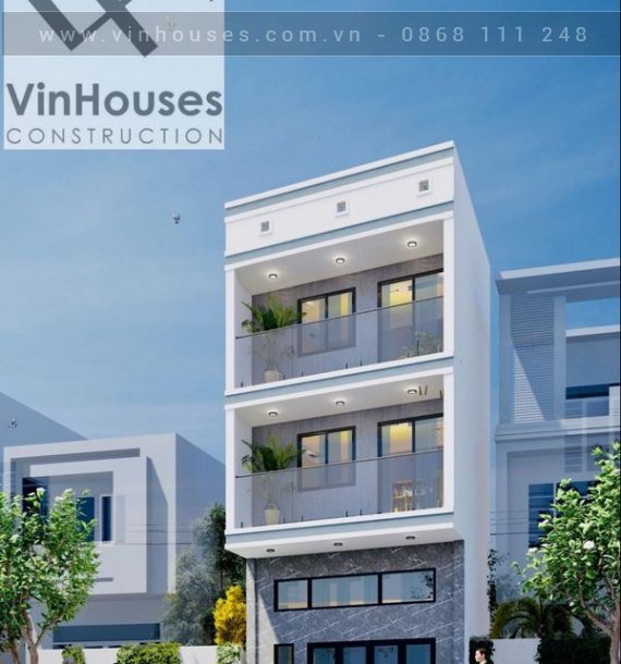 Mẫu nhà phố 1 trệt 1 gác lửng 2 lầu 19m2