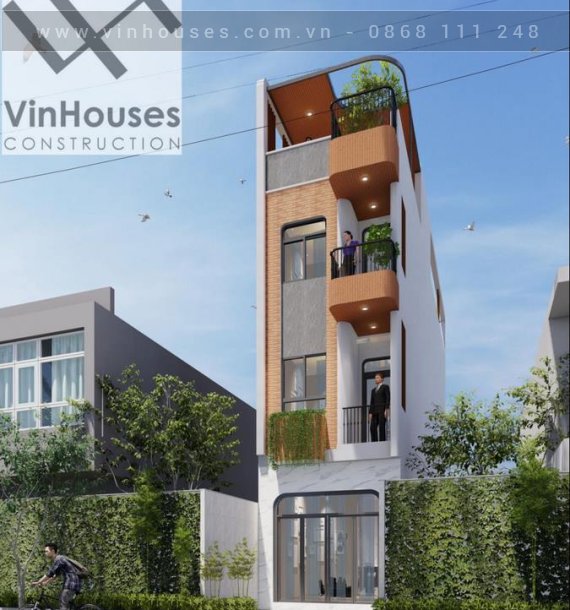Mẫu nhà phố 1 trệt 2 lầu 1 tum diện tích 80m2