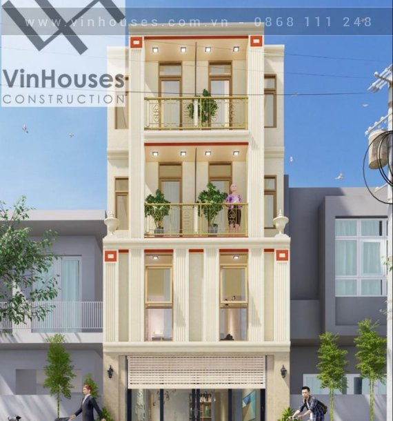 Mẫu nhà phố 1 trệt 1 lửng 2 lầu diện tích 36,2m